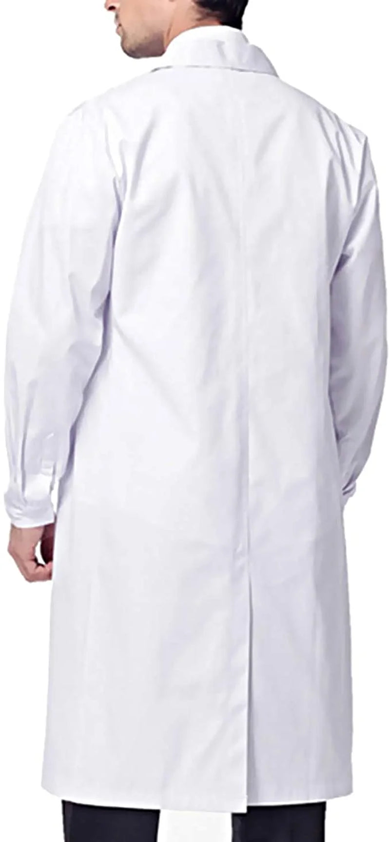 Heavy Duty Professional Scrubs White Lab Coat Long Sleeve Medical Uniform for Men Size M