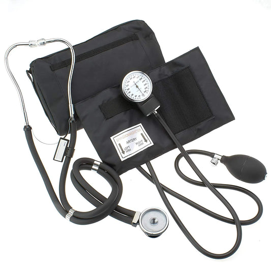 Complete Diagnostic Blood Pressure, Stethoscope, Otoscope Kit W/Tuning Fork, Neurological Reflex Hammer, EMT Shears || Nurse Starter Kit with Travel Pouch + Accessories (Tactical Black)