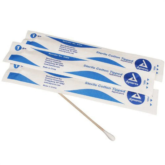 Cotton Tipped Wood Applicators - 6 Inches, 2 Applicators per Pouch, 100 Pouches per Box, 200 Applicators Total