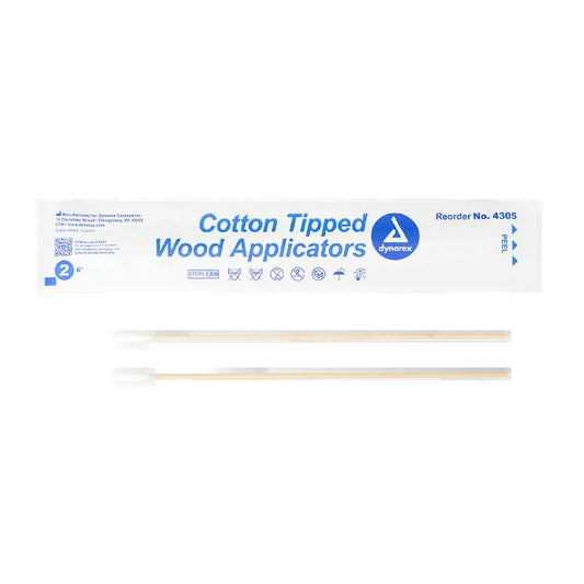 Cotton Tipped Wood Applicators - 6 Inches, 2 Applicators per Pouch, 100 Pouches per Box, 200 Applicators Total
